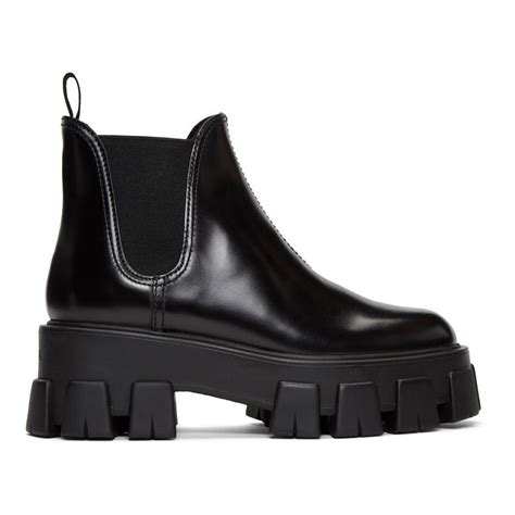 prada black heels logos|Prada black platform boots.